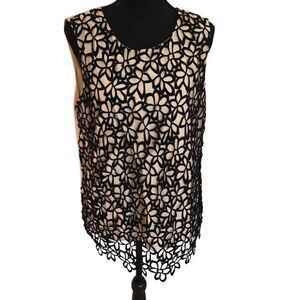 Lela Rose Neiman Marcus For Target Womens Crochet Overlay Tank Tan Black Large